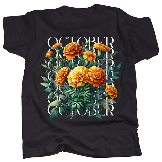 BIRTH FLOWER - OCTOBER - MARIGOLD - T-Shirt