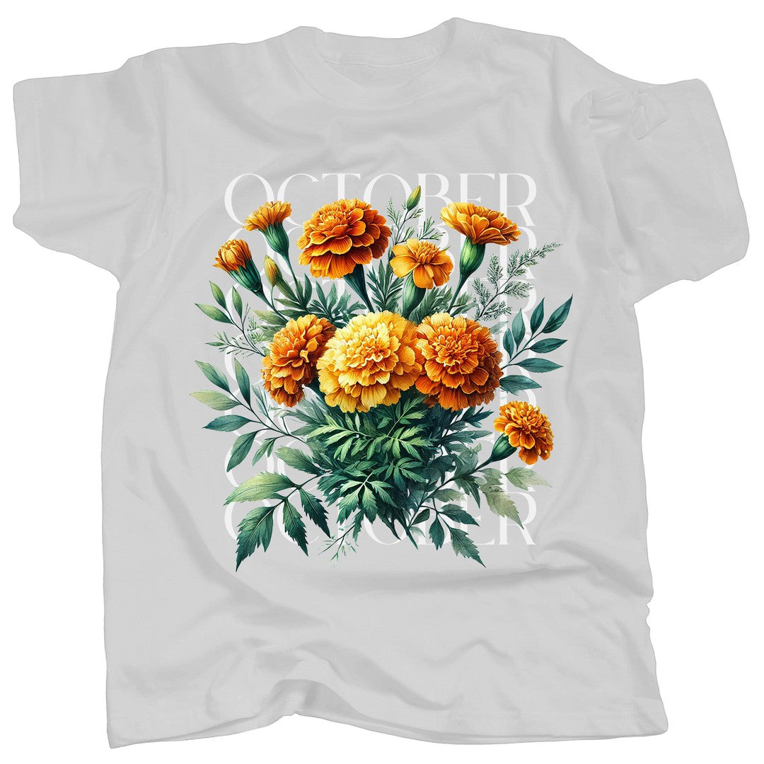 BIRTH FLOWER - OCTOBER - MARIGOLD - T-Shirt