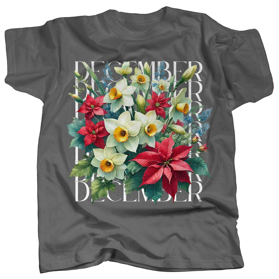 BIRTH FLOWER - DECEMBER - NARCISSUS + POINSETTIA - T-Shirt