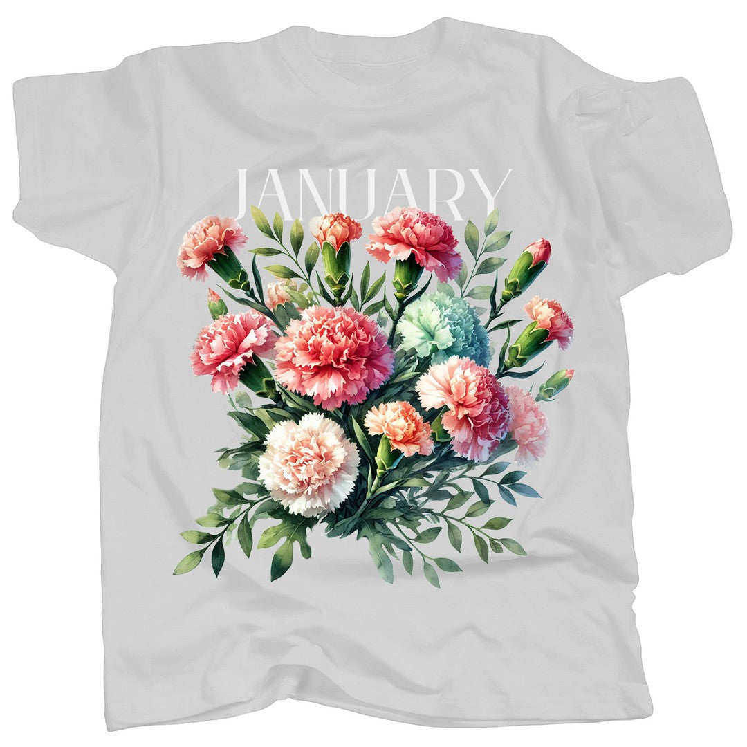 BIRTH FLOWER - JANUARY - CARNATION - Single - T-Shirt