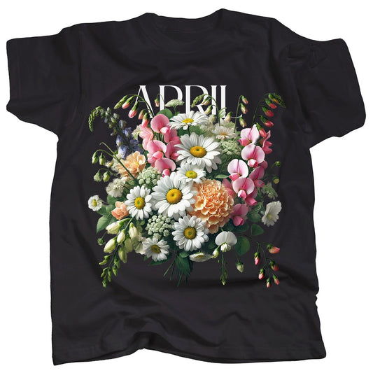 BIRTH FLOWER - APRIL - DAISY +  SWEET PEA - Single - T-Shirt