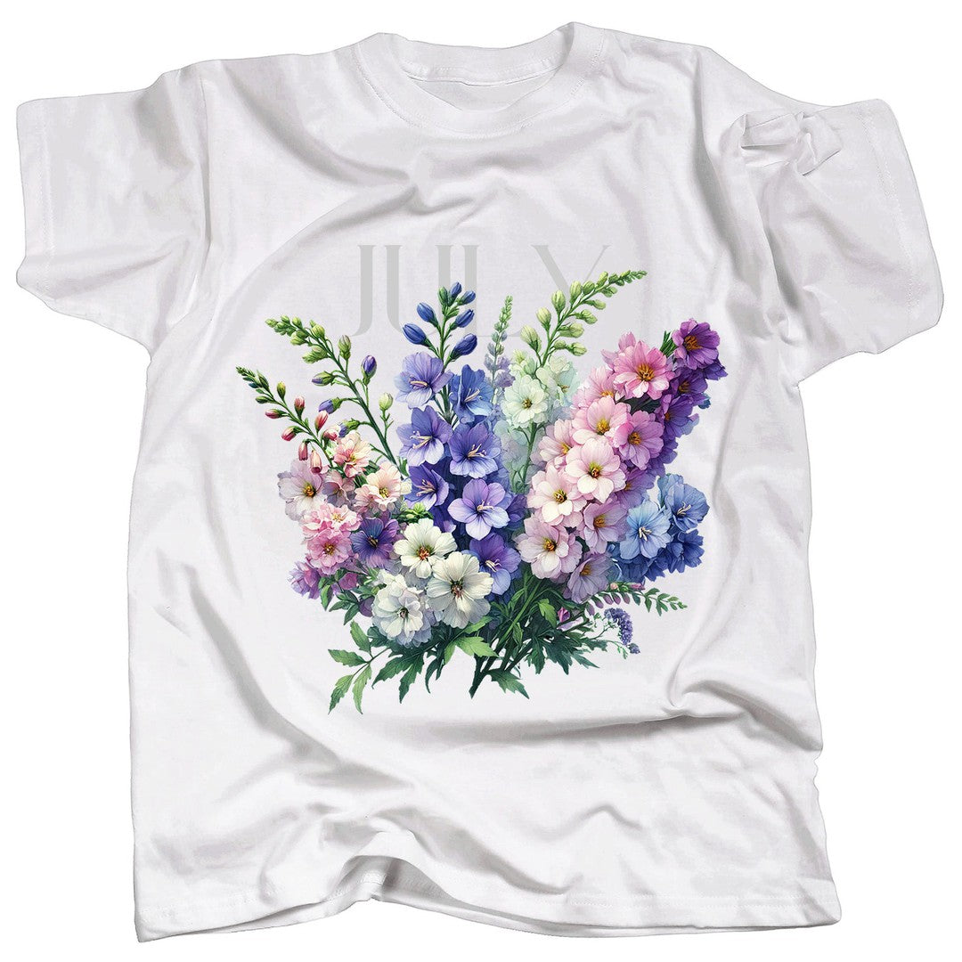 BIRTH FLOWER - JULY - LARKSPUR - Single - T-Shirt