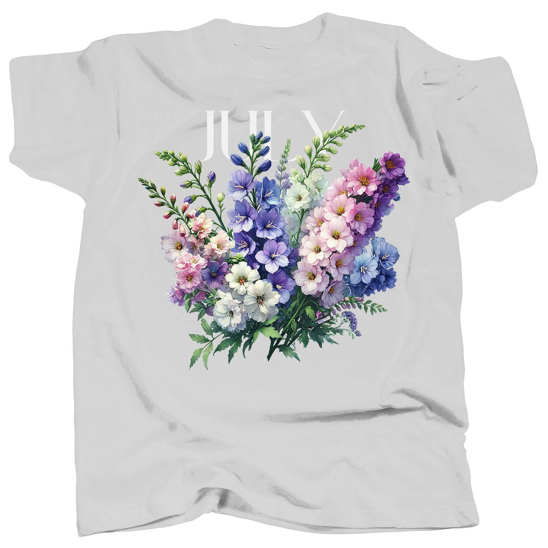 BIRTH FLOWER - JULY - LARKSPUR - Single - T-Shirt