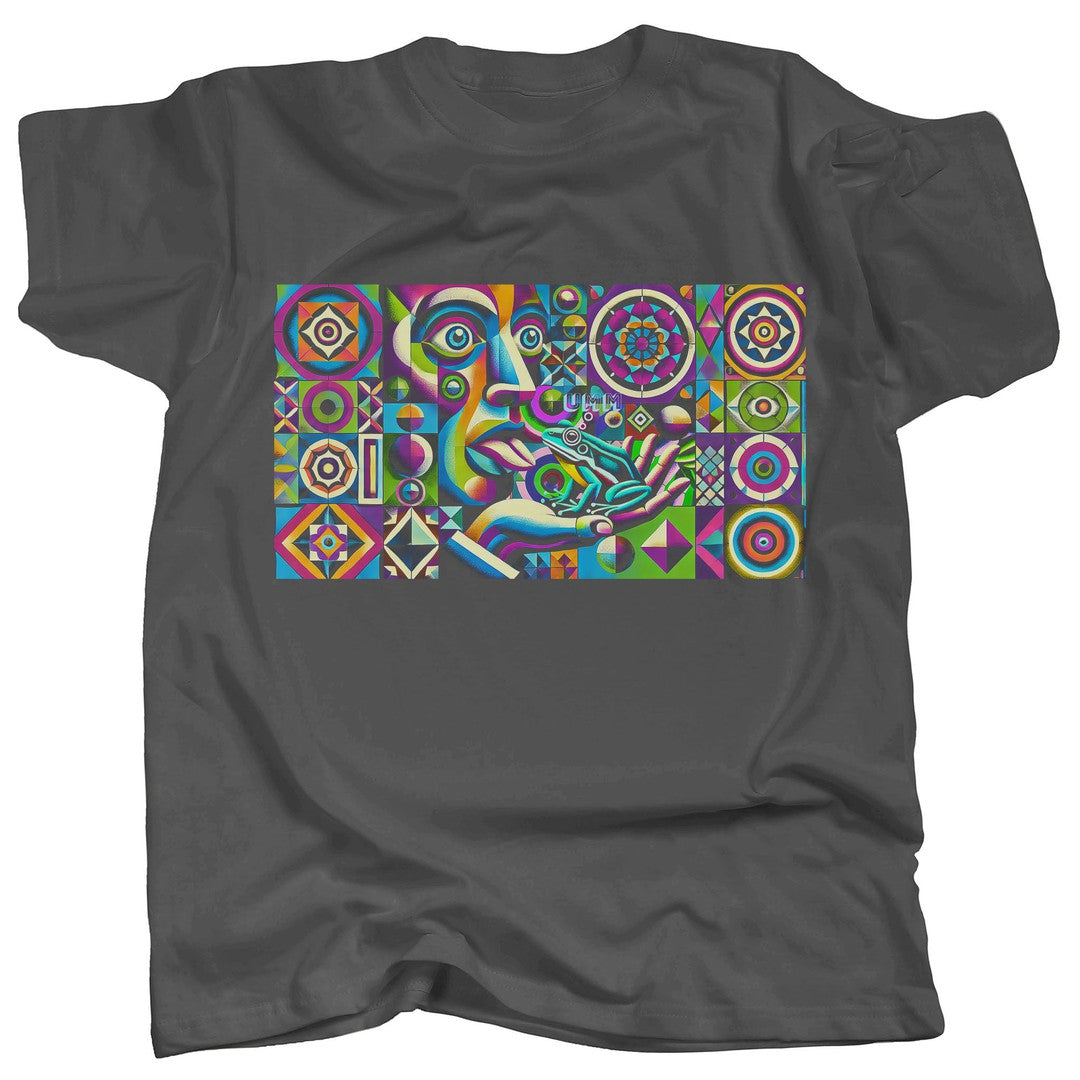 a t - shirt with a colorful design on it
