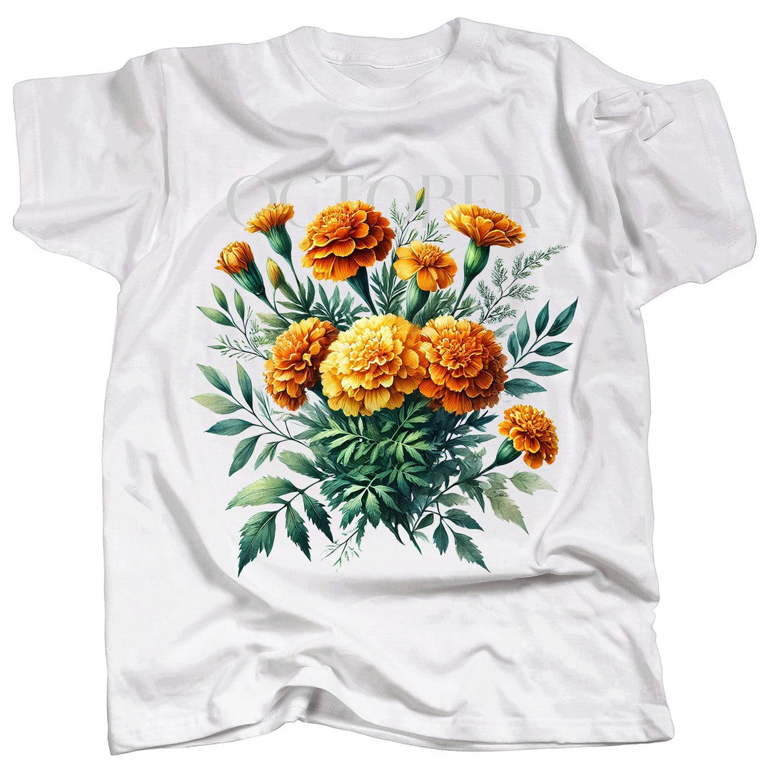 BIRTH FLOWER - OCTOBER - MARIGOLD - Single - T-Shirt