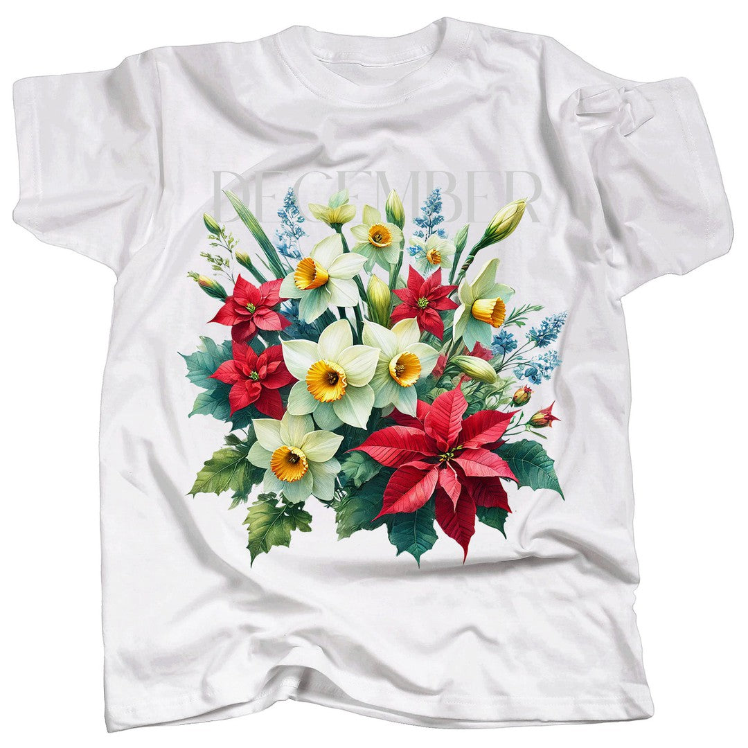 BIRTH FLOWER - DECEMBER - NARCISSUS + POINSETTIA Single - T-Shirt