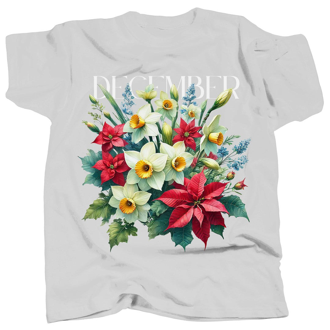 BIRTH FLOWER - DECEMBER - NARCISSUS + POINSETTIA Single - T-Shirt