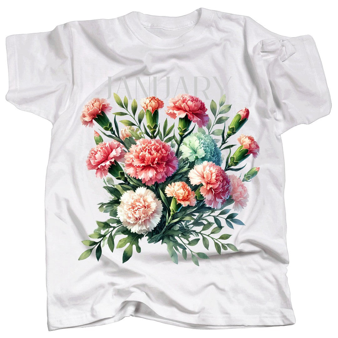 BIRTH FLOWER - JANUARY - CARNATION - Single - T-Shirt
