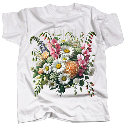BIRTH FLOWER - APRIL - DAISY +  SWEET PEA - Single - T-Shirt