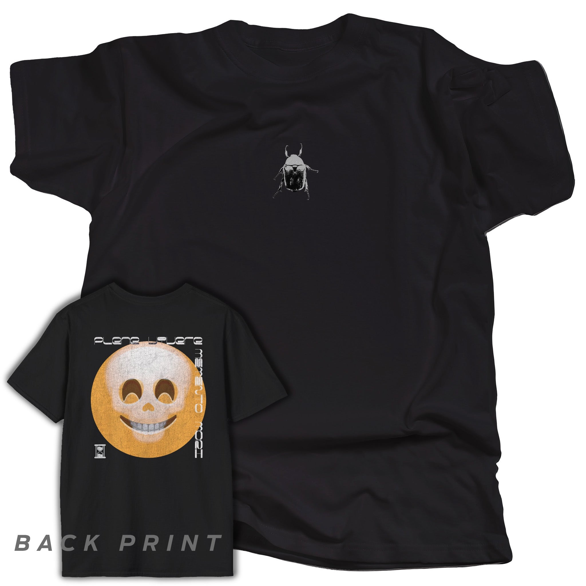 Plene Vivere / Memento Mori - Skull in Smiley - Graphic T-Shirt BACK PRINT