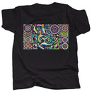 a black t - shirt with a colorful design on it